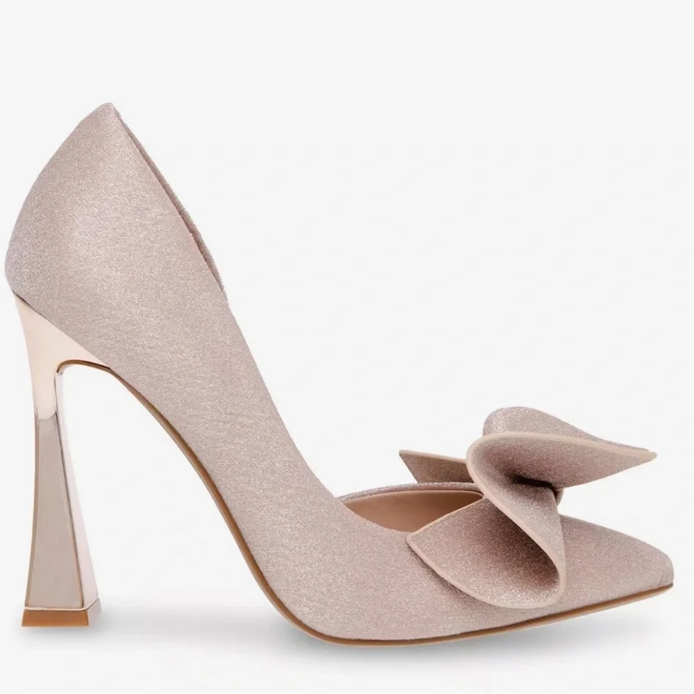 Betsey Johnson Glittering Pink Heels with Bow - Picture 5 of 11